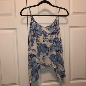 Nordstrom-Sophrano Blue/Cream Floral Tank